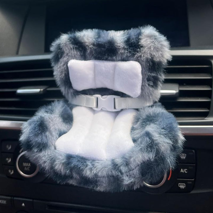 Doll Car Seat for Labubu 17Cm with Air Vent Clip and Desktop Stand, Cute and Functional Car Ornament for Blind Box Doll Fans, Collectors (Pink)