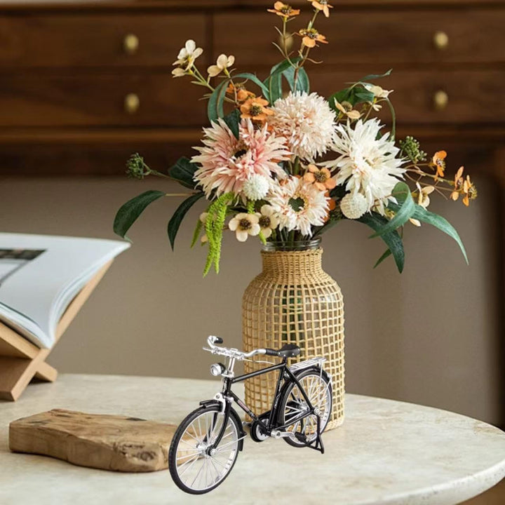 DIY Bicycle Model Scale Kits, 1:10 Simulation DIY Retro Bicycle Model Ornament for Kids. with Inflatable Tube and Briefcase, Simulation Mini Bicycle Model Scale DIY Kit Assembly Bicycle Model 51Pcs