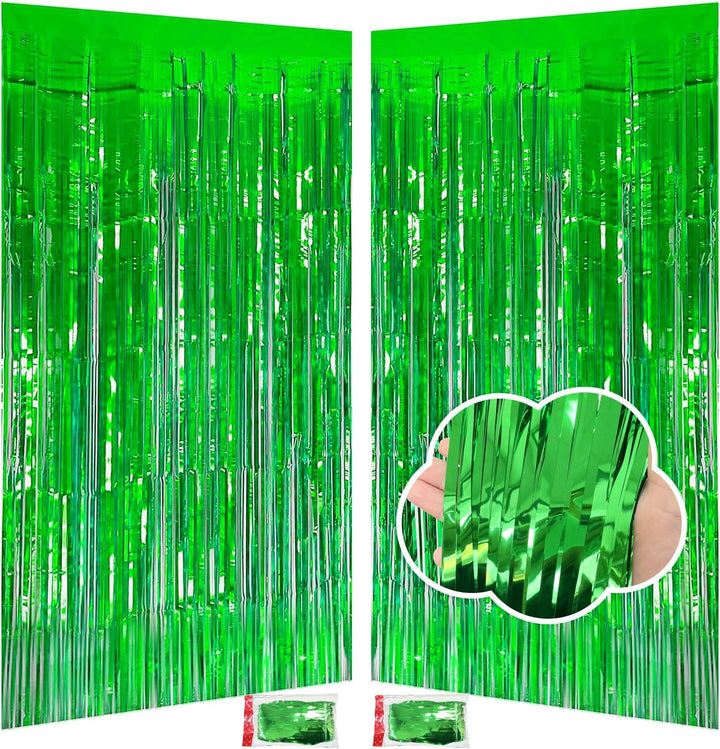 Pink Birthday Decorations for Girls, 3.3X8.2Ft Pink Tinsel Backdrop Foil Fringe Curtains, Glitter Pink Streamers Party Decorations Door Hanging for Barbie Bachelorette Graduation Halloween (2 Pack)