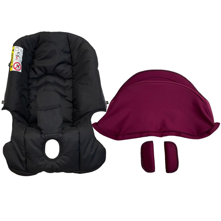 Stroller Accessory Washing Kit Textile Set, Colorful Canopy & Water Resistance Soft Cushion Compatible with DOONA CAR SEAT Strollers (Wine Red)