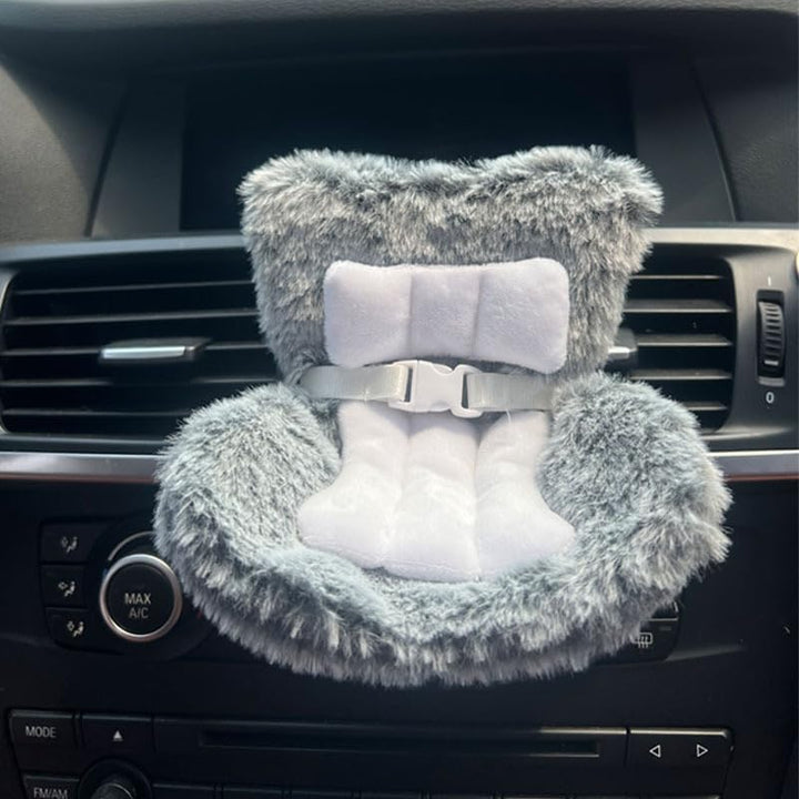 Doll Car Seat for Labubu 17Cm with Air Vent Clip and Desktop Stand, Cute and Functional Car Ornament for Blind Box Doll Fans, Collectors (Pink)