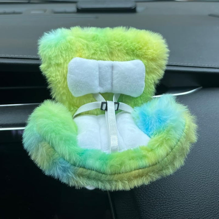 Doll Car Seat for Labubu 17Cm with Air Vent Clip and Desktop Stand, Cute and Functional Car Ornament for Blind Box Doll Fans, Collectors (Pink)