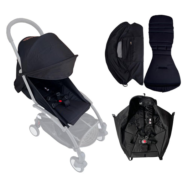 Baby Stroller Accessories 6+ Clothe Replacement Kit Compatible with Babyzen YOYO2 Strollers - Waterproof Fabric - Stroller Canopy, Seat Cushion & Seat Base (All Season Set)