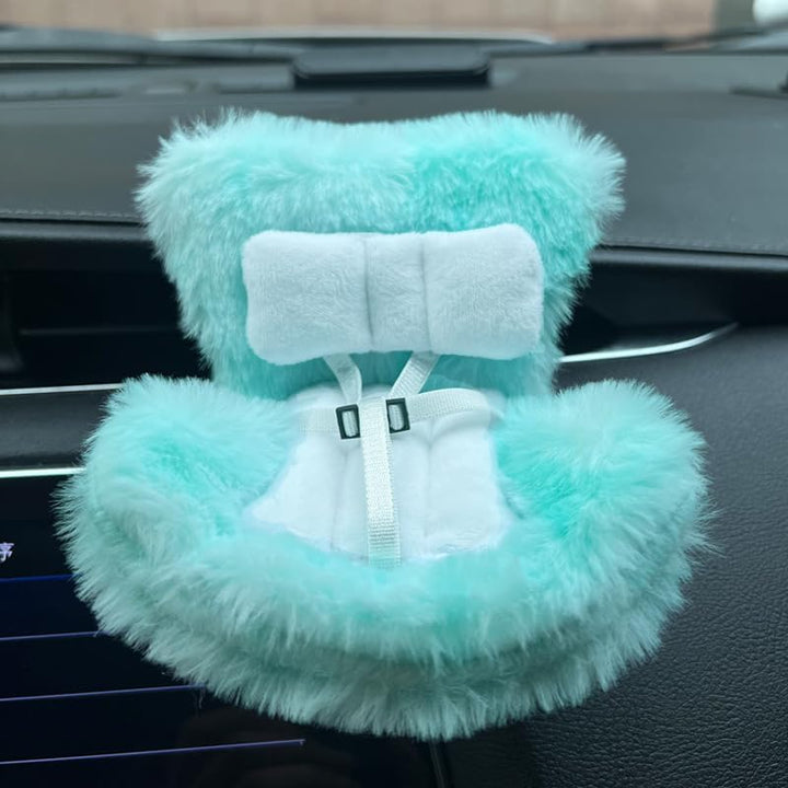 Doll Car Seat for Labubu 17Cm with Air Vent Clip and Desktop Stand, Cute and Functional Car Ornament for Blind Box Doll Fans, Collectors (Pink)