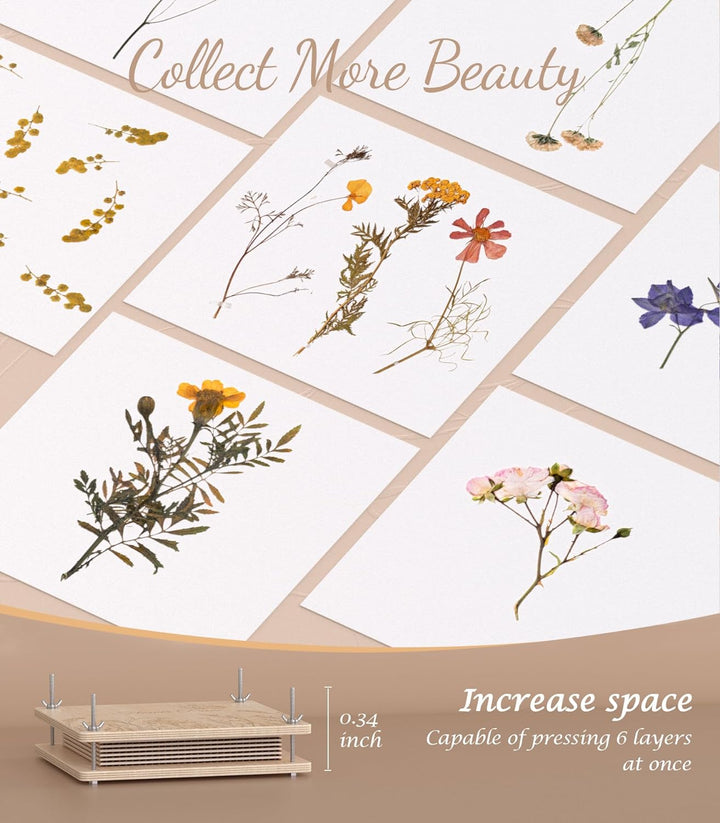 Flower Press Kit – 11" X 11" Large Wooden Flower Presser for Adults & Teens | DIY Bouquet Preservation & Dried Flower Art | Ideal Gift for Nature & Craft Lovers