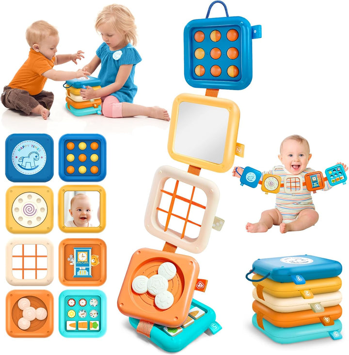 Montessori Toys for Baby 6-12 Months: Sensory Activity Cube with Fine Motor Skills - Travel Busy Board Busy Cube Gifts for 1 Year Old Boy Girl