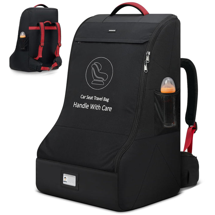Padded Car Seat Travel Bag for Airplane Heavy Duty Car Seat Backpack for Air Travel Baby Carseat Cover Bags for Airport Large Car Seats Carrier Fits Car Seats & Booster Seats, Black