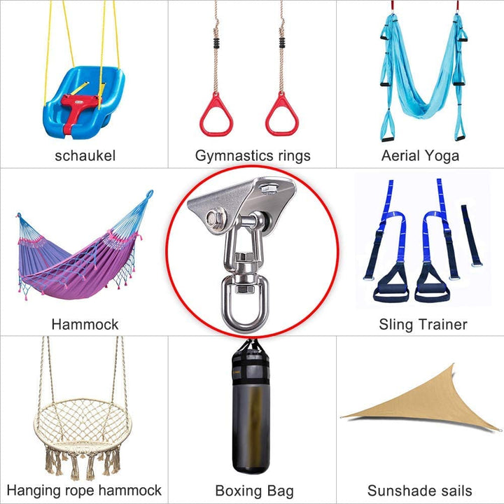 Stainless Steel Swing Hanger Heavy Duty Ceiling Swing Mount Free Swivel Swing Hook Swing Hardware Kit for Yoga Swing Hammock Chair Porch Swing Sets Heavy Punching Bag 1000 LB Capacity