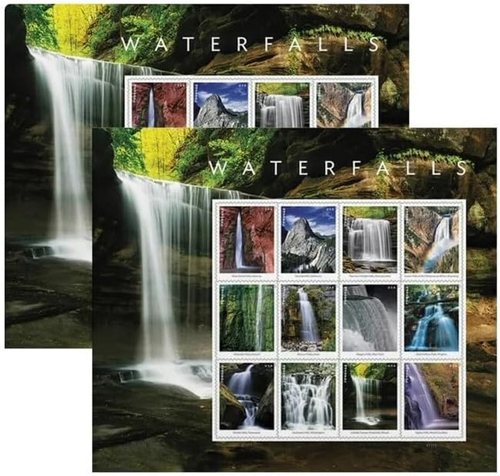 USPS Waterfalls (Sheet of 12) Forever Postage Stamps US Postal First Class Nature Rock River Park Party Announcement Celebration Anniversary Wedding 2023 Scott #5800