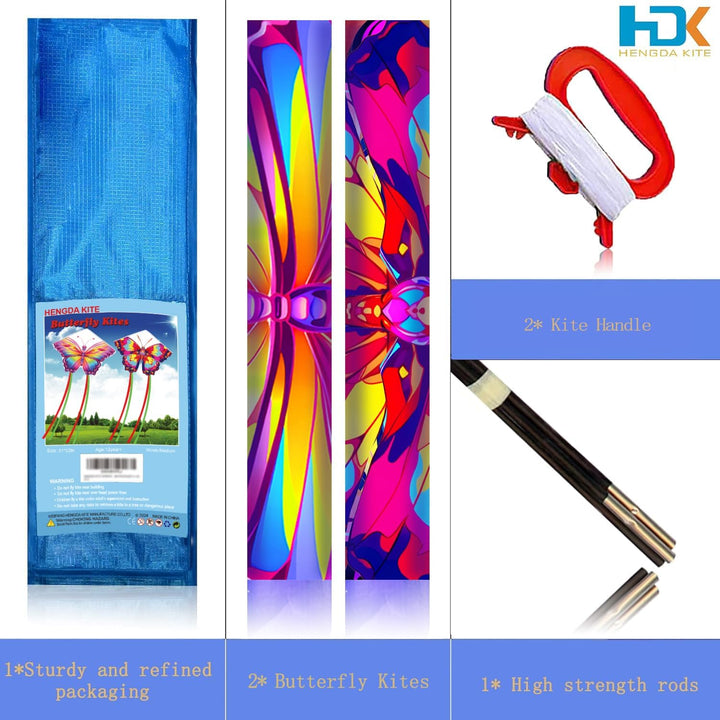 2 Pack Butterfly Kite,For Kids and Adults,Easy to Fly,Excellent Fabric and Structure Design,The Pictures Are Beautiful in High Definition,Suitable for Beginners(31X22)