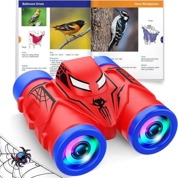 Binoculars for Kids Ages 3-8:  Boy Binoculars Toys with Compass & Bird Watching Manual, Birthday Gifts for 3 4 5 6 7 8 Year Old Boys Girls Toy Age 4-6 6-8 Toddler Outdoor Toys for Camping
