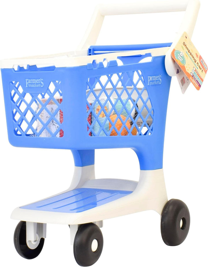 Let'S Go Shopping Pretend Scan & Sort Shopping Cart, Sturdy Plastic, Includes Pretend Food, Blue Shopping Cart for Kids Age 2+