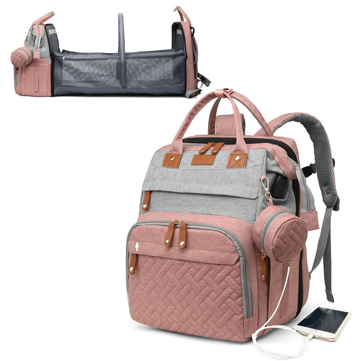 Baby Diaper Bags with Changing Station, Waterproof Diaper Bag Backpack for Moms Dads with USB Charging Port, Baby Shower Gifts, Large Capacity Diaper Backpack, Grey