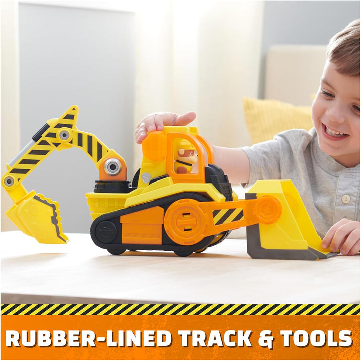, Bark Yard Deluxe Bulldozer Construction Truck Toy with Lights, Sounds & Rubble Action Figure, Kids Toys for Boys & Girls Ages 3+