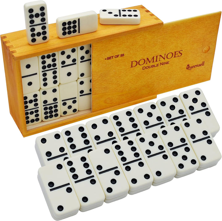 Dominos Set for Adults with Colored Dots - Double 6 Dominoes Set Is a Classic Board Games for Kids and Adults - Double Six Standard Dominos Set 28 Tiles