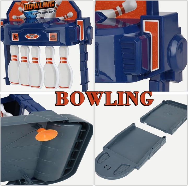 Mini Bowling Set with Pins & Balls - Portable Tabletop Shooting Alley for Kids & Adults, Indoor/Outdoor Family Game Night, Durable Plastic Construction