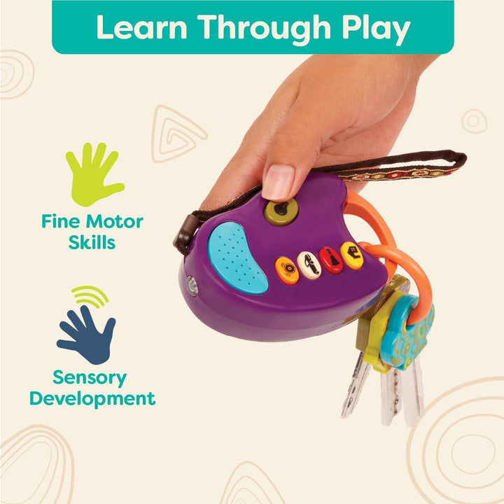 – Toy Car Keys – Key Fob with Lights & Sounds – Interactive Baby Toy – Pretend Keys for Babies, Toddlers – 10+ Months – Funkeys – Purple