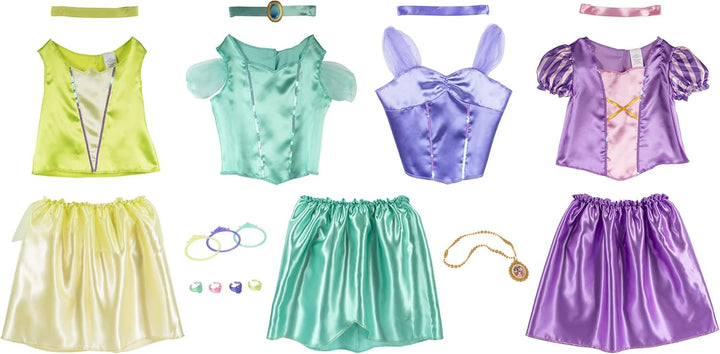 Princess Dress up Trunk – 21-Piece Deluxe Costume Set Featuring Ariel, Jasmine, Tiana & Rapunzel Outfits with Accessories & Storage Trunk – Amazon Exclusive