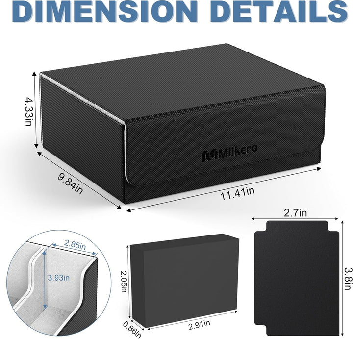 Card Deck Case for Trading Cards 1800+, Trading Card Storage Box with 10 Dividers and 3 Foam Stoppers, Leather Magnetic Closure Commander Deck Box Fit for Yugioh, MTG and Sport Cards