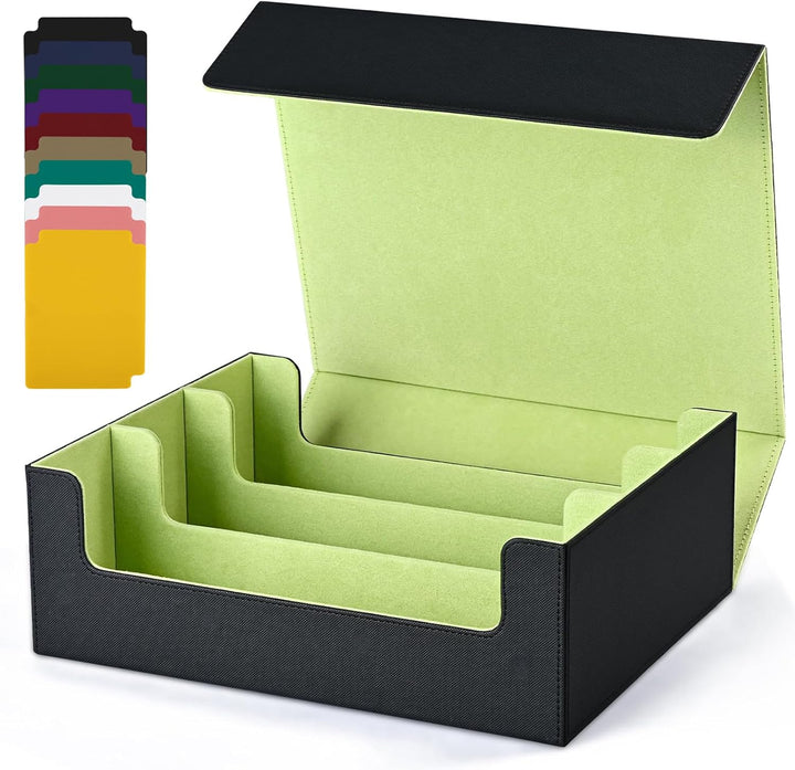 Card Storage Box for Trading Cards, 1800+ PU Leather Commander Card Deck Case, Magnetic Closure Card Holder Fits for Magic Game Cards (Black)