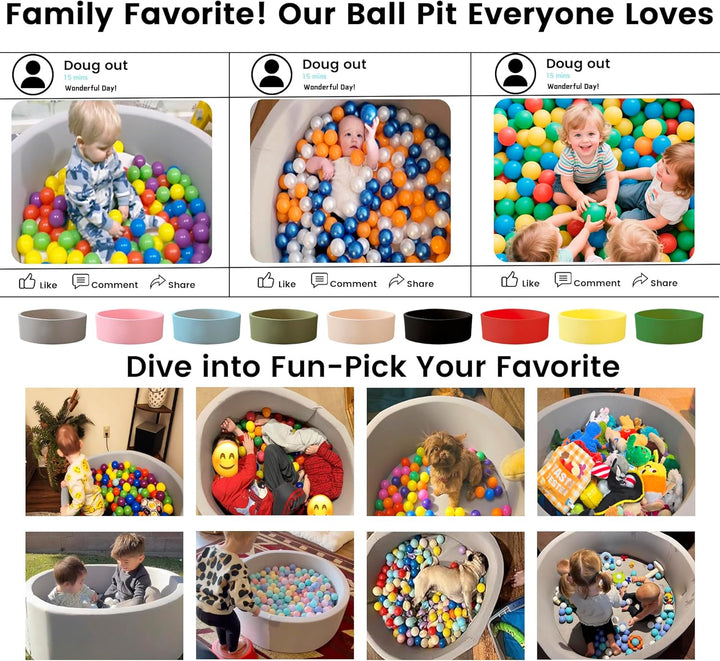 Ball Pit for Toddlers 35.43''X11.81 Baby Ball Pits Soft Memory Foam Ball Pit round Kids Ball Pit Indoor Game Kids Play Ball Pool Ideal Gift for Girls and Boys (Grey, NO Balls)