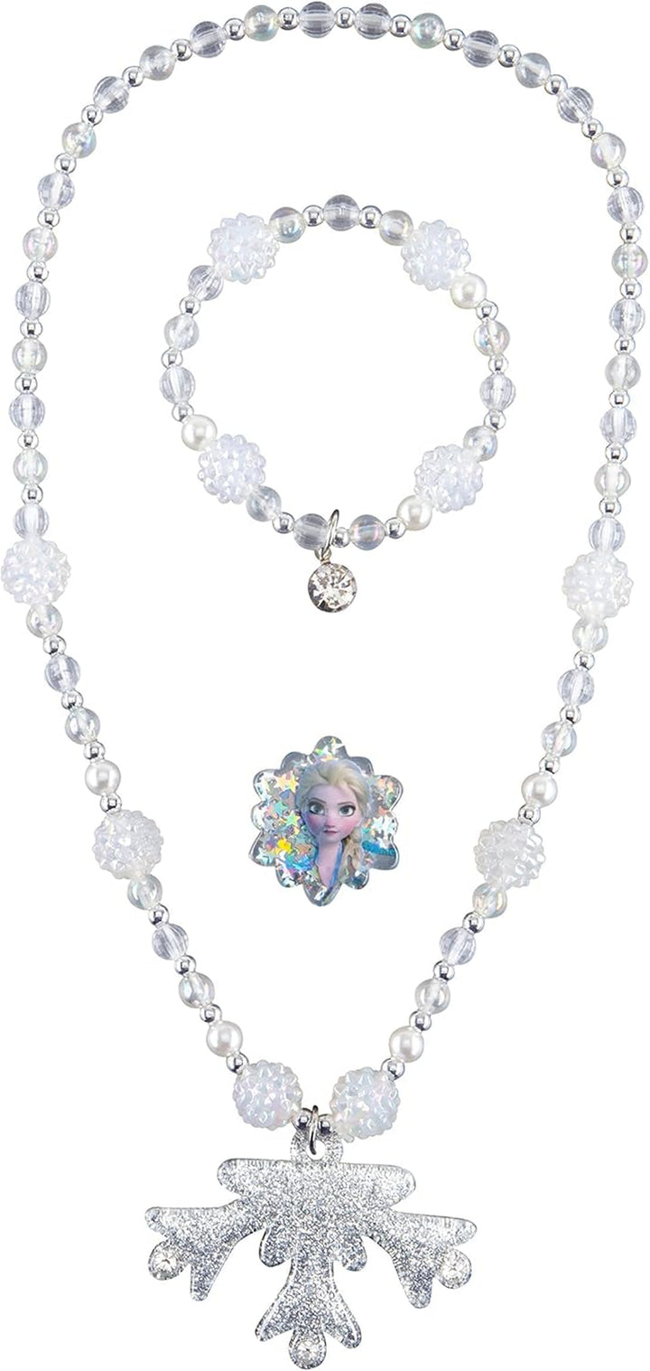 Girls Jewelry Set - Dress up Toy Jewelry Box Set with Bead Necklaces, Bracelets, and Rings - Frozen Play Accessories - Ages 3+