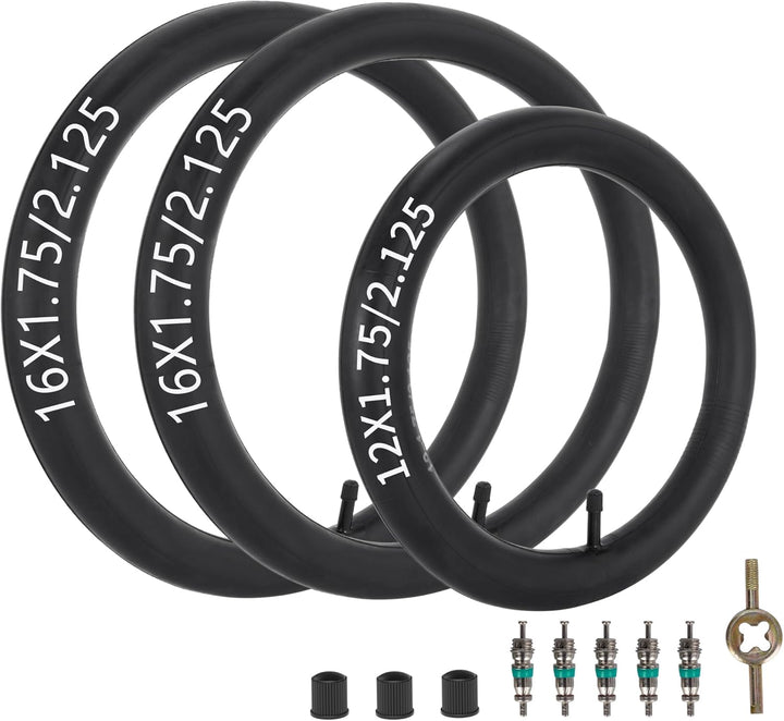 16" Back & 12.5" Front Replacement Inner Tubes 16 X 1.75/2.15 & 12.5 X 1.75/2.15 Compatible with Jogging Revolution Baby Jogger Summit X3 Schwinn Stroller Butyl Rubber Heavy Duty Tube 3 Pack