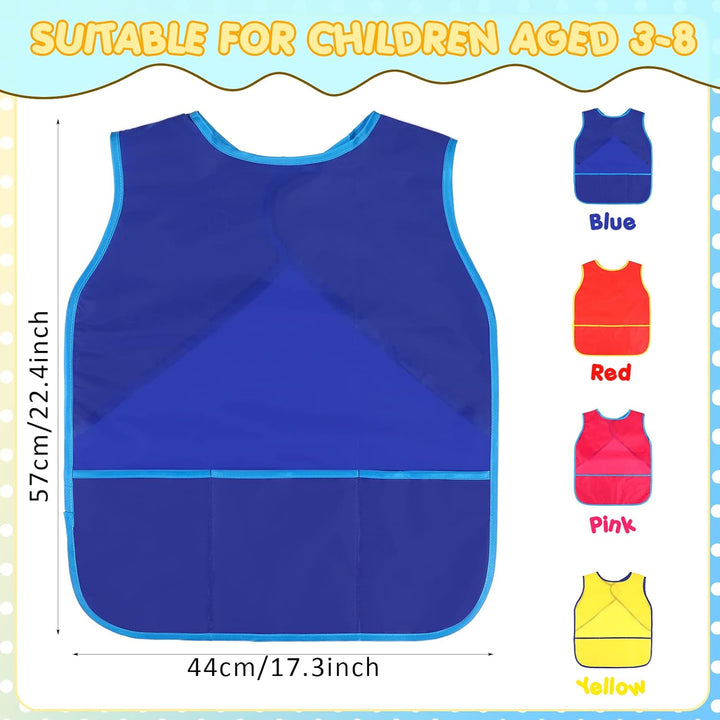 12 Pcs Art Smock for Kids Waterproof Painting Aprons Sleeveless Children with Pockets Age 3 to 8 Paint Craft Activity