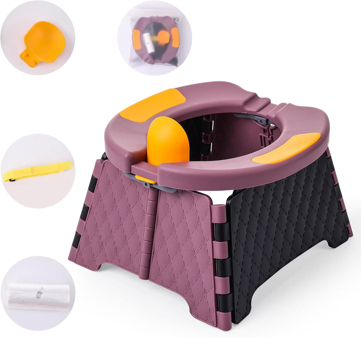 Portable Potty for Toddler Travel, Kids Travel Potty Training Chair with Travel Bag,Baby Potty Training Toilet for Outdoor and Indoor Easy to Clean(Gray) by , Includes 30 Replacement Bags