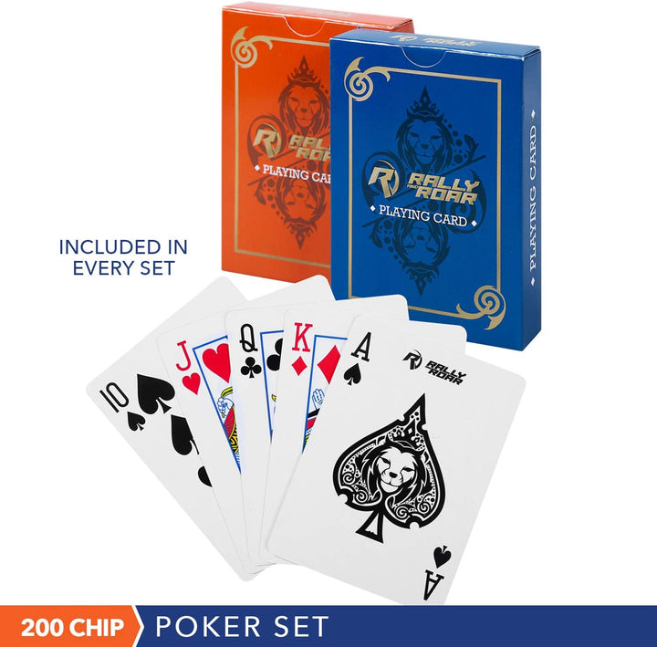 Professional Poker Set W/ Hard Case, 2 Card Decks, 5 Dice, 3 Buttons - 200 Chips