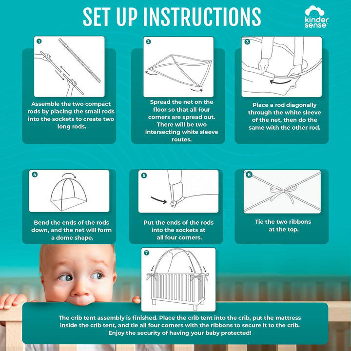 ® Pack N Play Tent | Baby Safety Crib Net for Playpens & Mini Cribs to Keep Baby from Climbing Out | Breathable Mesh - Mosquito Net Canopy Upgraded Design