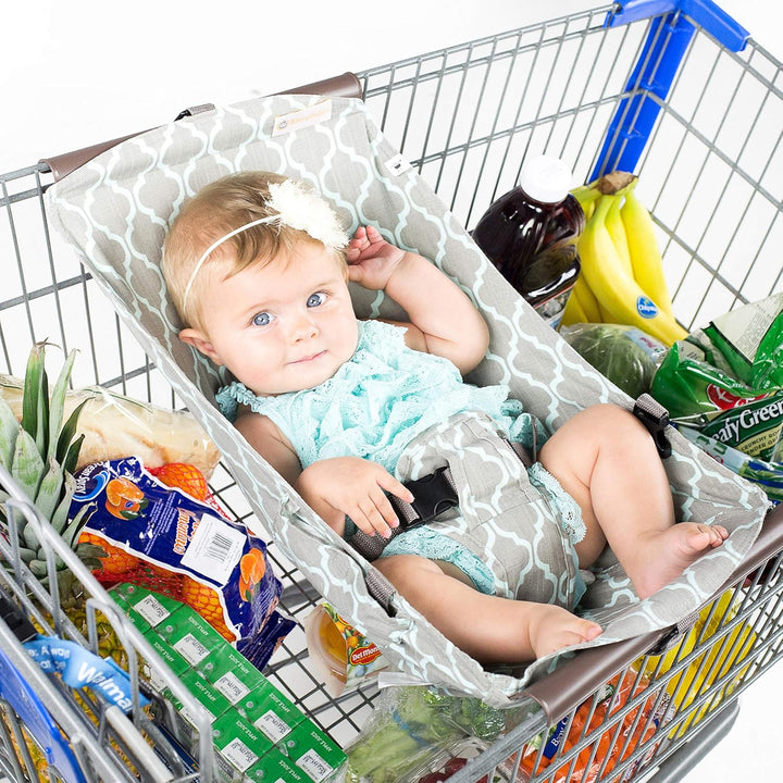 Shopping Cart Hammock – Infant Seat for Grocery Carts – Fits All Car Seat Models – Compatible with Wide 4-Seater Wagons (20”+ Only) – Holds up to 50 Lbs – Black