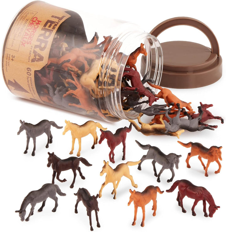 – 60 Pcs Wild Creatures Tube – Realistic Mini Animal Figurines – Lion, Hippo, Tiger, Bear & More Safari Animals – Plastic Educational Toys for Kids and Toddlers 3 Years +