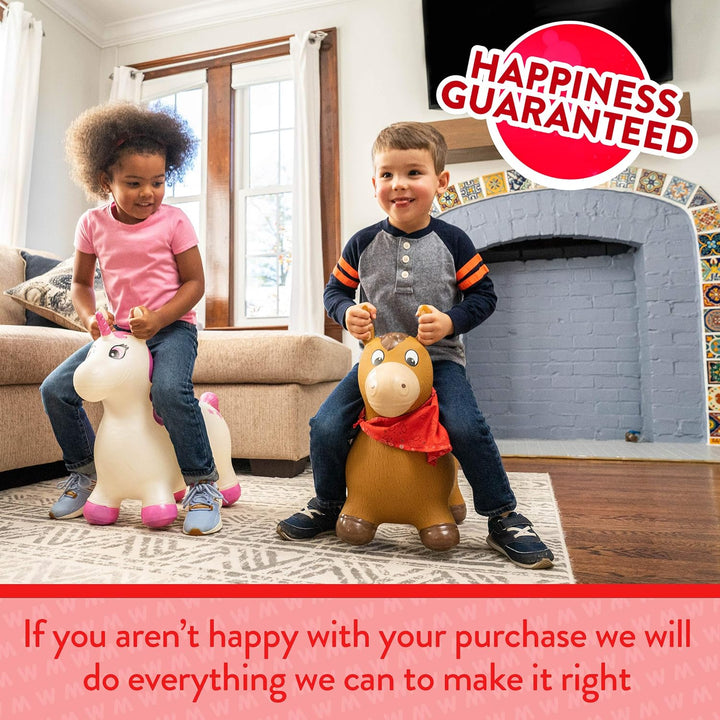 Bouncy Animal Hopper - Inflatable Hopping Animals, Indoors and Outdoors Fun, Pump Included, Riding Toys for Boys and Girls Ages 2 Years and Up, Brown Horse