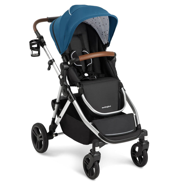 Single-To-Double Stroller 2.0 - Modular Full-Size Baby Stroller for 1, 2 or 3 Kids - Includes Cup Holder - Black