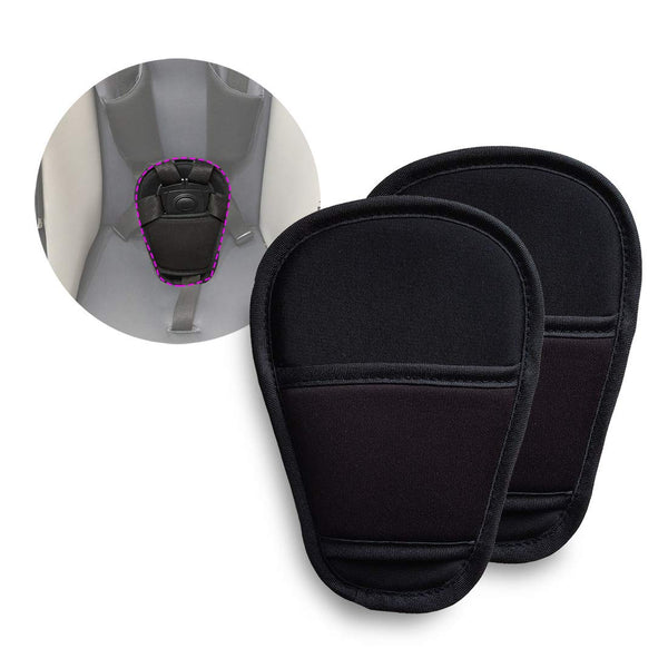 Baby Stroller Seatbelt Crotch Cushion Black 2 Piece, Universal Pram Belt Pads for Newborns Infants Kids, Pushchair Seat Belt Crotch Covers