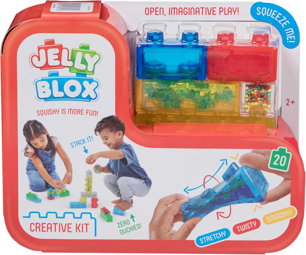 Jelly Blox Creative Kit | Includes 20 Blocks | Toddler & Preschool Building Blocks Kids Can Squeeze, Stretch, Squish | Safety Tested & Ouch-Free | Tactile, Sensory Play Toy for Ages 2+