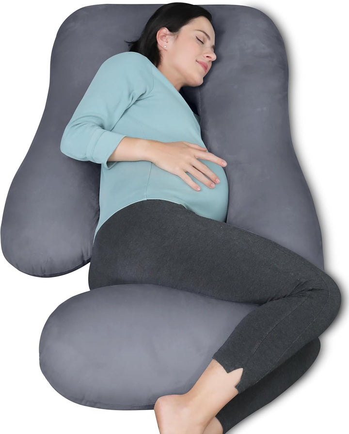 Pregnancy Pillows for Sleeping - U Shaped Full Body Maternity Pillow with Removable Cover - Support for Back, Legs, Belly, HIPS - 57 Inch Pregnancy Pillow for Women - Grey