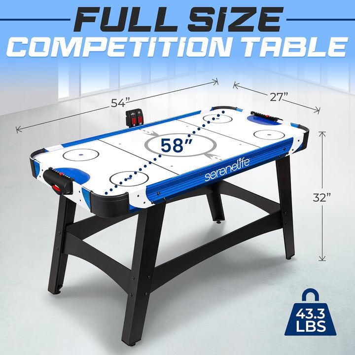 54" Air Hockey Game Table with 2X Stronger Motor, Light-Up Scoreboard, AC in Line Power Switch Includes 2 Pucks, 2 Pushers