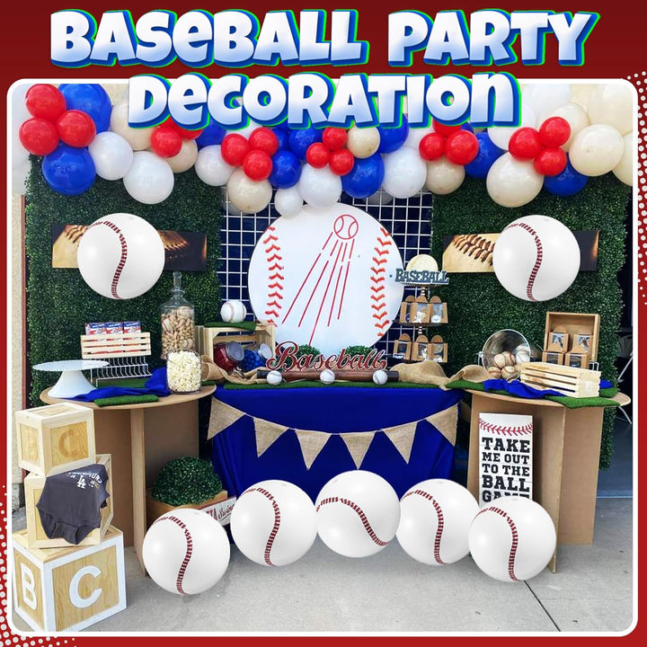 Inflatable Baseball (Pack of 12) 16-Inch, Baseball Beach Balls for Themed Party Decorations & Birthday Decor - Pool Ball Toys Party Favors & Goodie Bags Favors for Kids, Boys and Girls