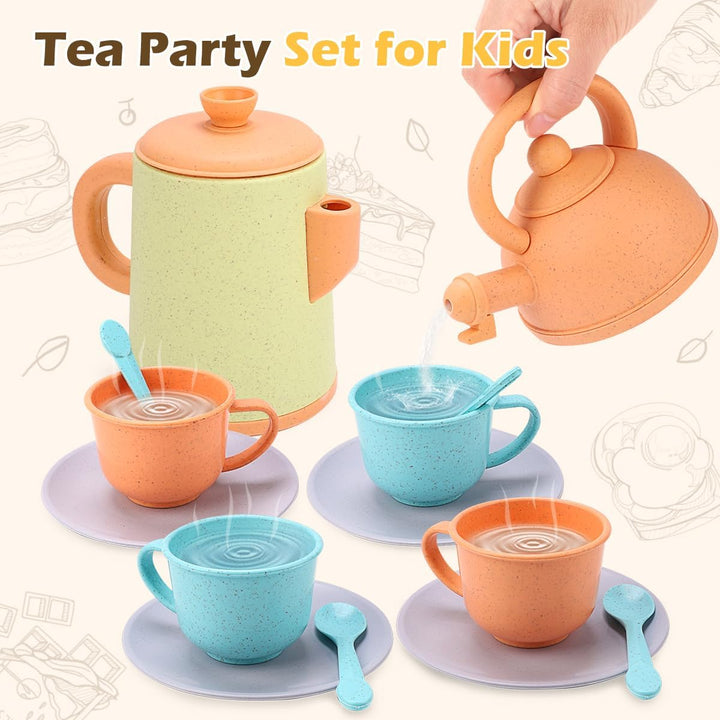 Play Kitchen Accessories, Pretend Play Kids Kitchen Playset Toys with Cookware Pots and Pans, Cooking Utensils, Afternoon Tea Toy Play Sets, Toys Gift for 3 4 5 Years Old Toddlers Girls Boys