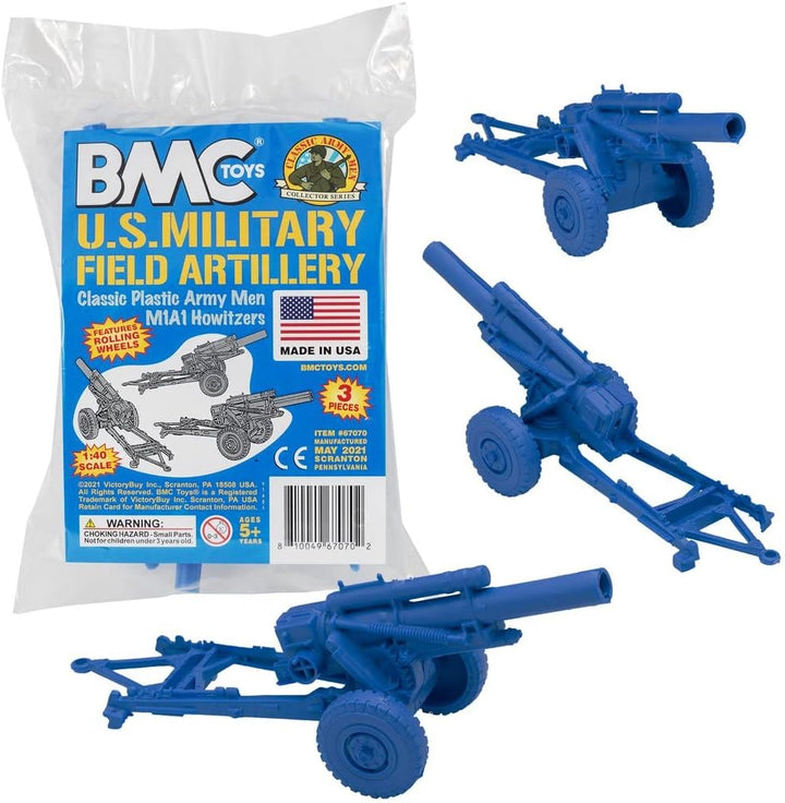 BMC Classic Marx US Howitzers - OD Green 3Pc Plastic Army Men Field Artillery