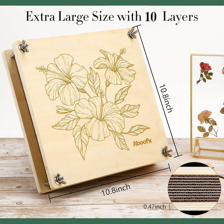 Flower Press Kit, Craft Kits 11"X11" 10 Layers Wooden Flower Pressing Kit for Crafts Pressed Flowers and Plant for DIY Art, Preservation for Bookmark Frame Wedding Flower Drying