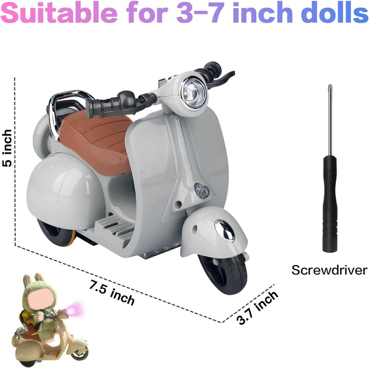 Scooter for La Buu Accessories, Cute Light-Up and Musical Seat with 360° Rotation, Fits 17Cm Labuu Dolls – Perfect for Labub Collectors , Batteries Not Included (Grey)