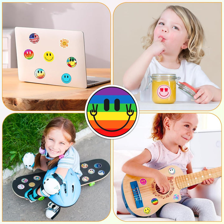 50PCS Smiling Stickers, Cute Water Bottle Stickers for Kids, for Teaching Rewards, Notebooks, Stationery, Luggage, Cartoon PVC Happy Stickers
