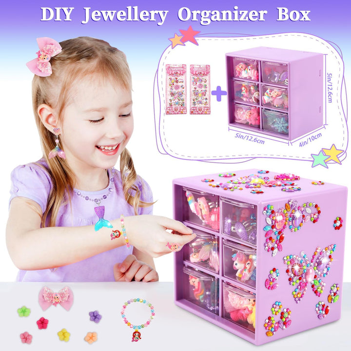 Toddler Toys for Ages 5-7 Girls Jewelry Set,51 Pcs Kids Toys for Girls Age 8-10 Clip on Earrings,Princess Toys Adjustable Ring,Girls Toys Age 3 4 5 6-8 Year Old Birthday Christmas Gifts Hair Clip