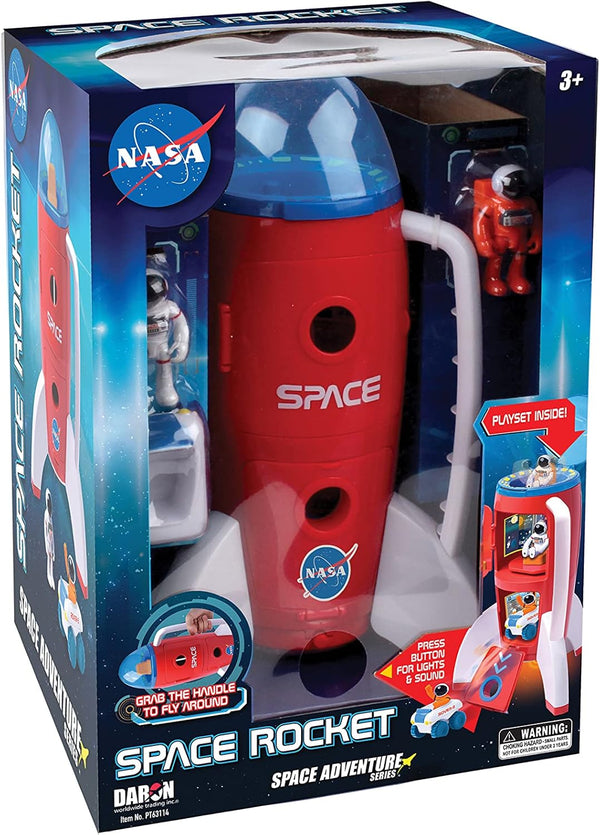 Spaceship Rocket Toy Playset with 2 Astronauts and Rover Vehicle - Lights and Sound, Carrying Handle Play and Explore Space- Space Adventure Series by