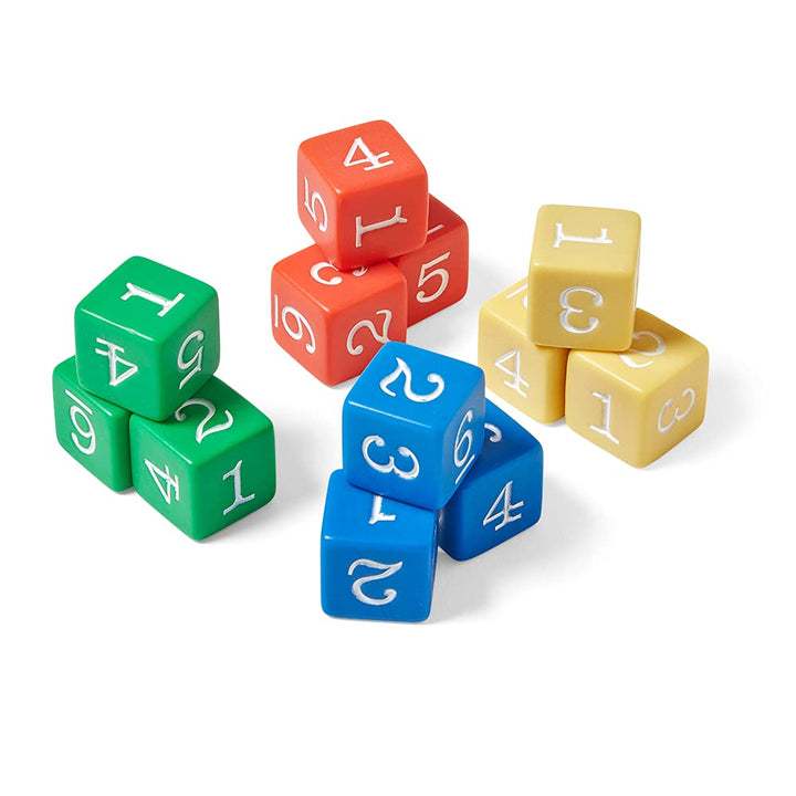 Plastic 3/4-Inch Color Number Dice (Set of 12)