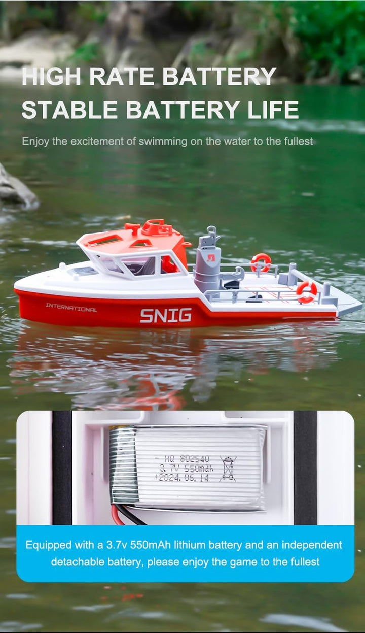RC Jet Boat 4CH Lake Swimming Pool RTR Remote Control Boat Port Tugboat 8Km/H 2.4Ghz/Orange (Dual Battery)