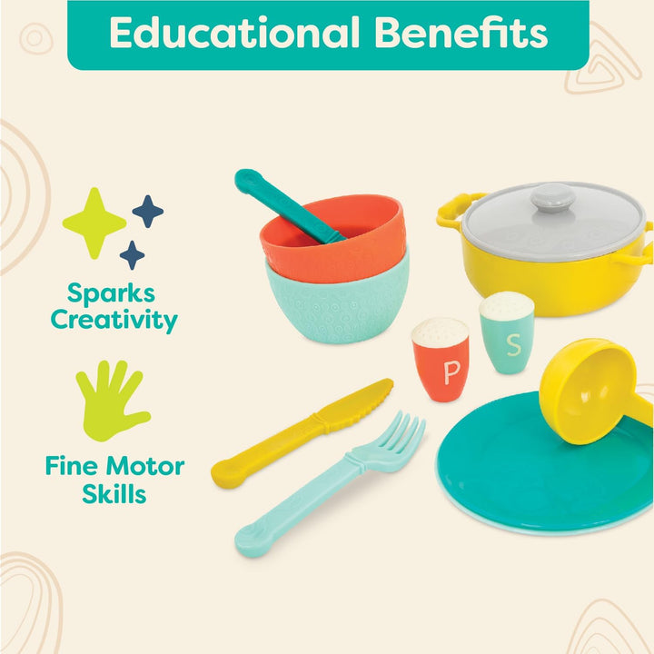 – Play Kitchen Accessories – Cookware, Dishes, Utensils – 33 Pieces Play Set for Kids – Pretend Play Toys – 3+ Years– Mini Chef Kitchen Set